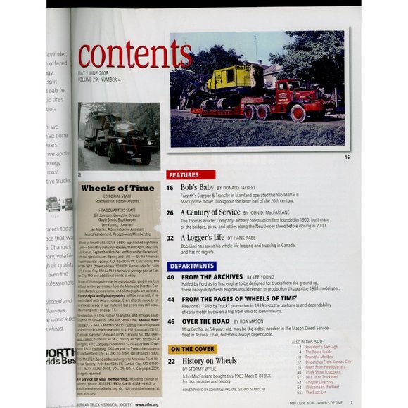 WHEELS OF TIME MAY/JUNE 2008 A LOGGER'S LIFE, FORD'S HEAVY DUTY TRUCK ENGINES - Picture 2 of 2